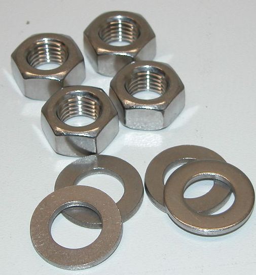 Mutter und Unterlegscheibe für Motorachse - Motorbolzen BMW 2-Ventiler Mutter mit Unterlegscheibe Edelstahl für Motorachse BMW KIT – Bild 1