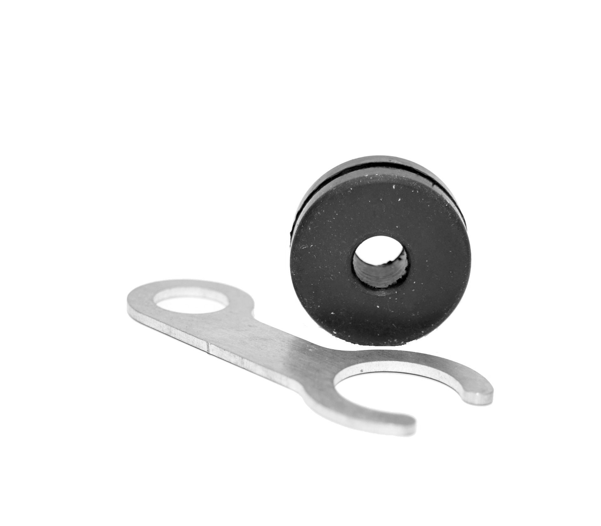 Halteschelle der Bremsleitung an der Gabel von Enduro´s und Reisemaschinen Halteschelle VA mit Tülle für Bremsleitung an Gabel – Bild 1