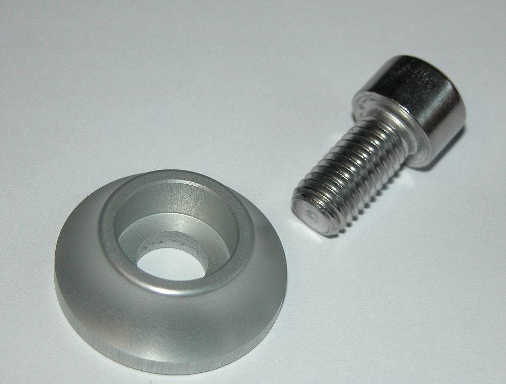 Unterlegscheibe und Sicherungsmutter für BMW Motorrad R und K Modelle Scheibe für Steckachse mit Schraube M10x20 silber – Bild 1